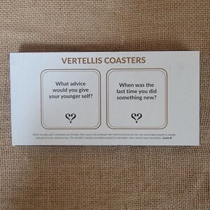 Vertellis Conversation Starter Coasters, Set Of 20 Card/Board Game, New Family